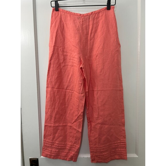 Parisian Signature Women's Coral 100% Linen Lagenlook Pants Side Zip Size 6 - Picture 1 of 11